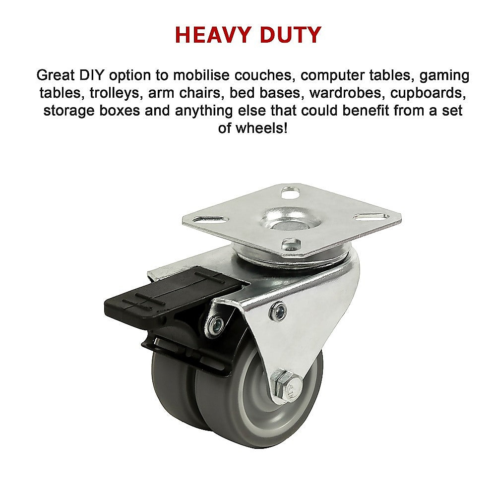 Ladders & Scaffolding: 4x 2 Inch Heavy Duty Swivel Castor Wheels 50mm Brake