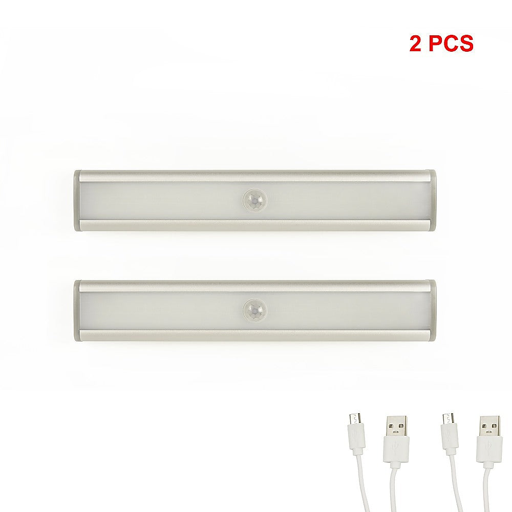 Night Lights & Ambient Lighting: 2 x 46 LED Stick-on Wireless Under Cabinet Light Rechargeable Motion Sensor Closet Lamp