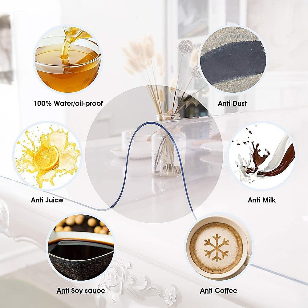 Kitchen Utensils: PVC Tablecloth Protector Table Cover Dining Table Cloth Plastic 2134x1070mm 1.5mm