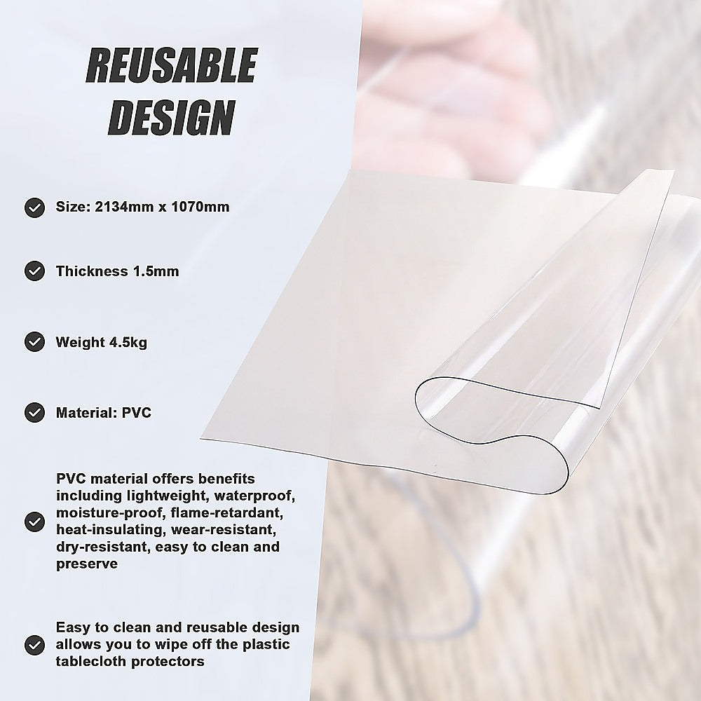 Kitchen Utensils: PVC Tablecloth Protector Table Cover Dining Table Cloth Plastic 2134x1070mm 1.5mm