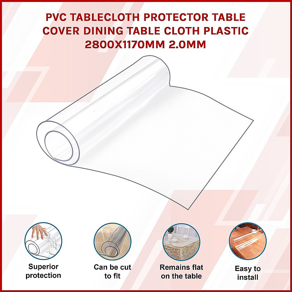 Kitchen Utensils: PVC Tablecloth Protector Table Cover Dining Table Cloth Plastic 2800x1170mm 2.0mm