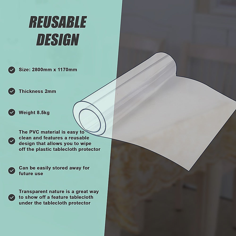 Kitchen Utensils: PVC Tablecloth Protector Table Cover Dining Table Cloth Plastic 2800x1170mm 2.0mm