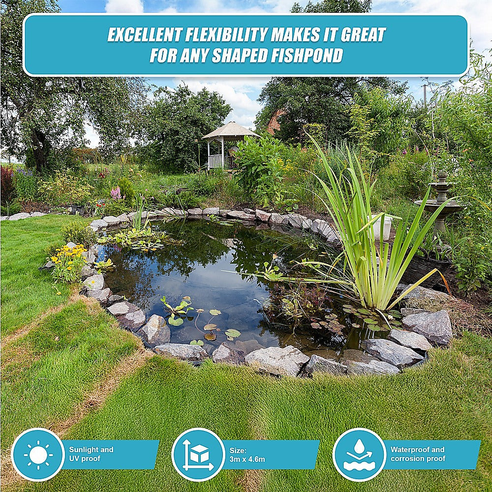 Gardening Accessories: Fish Pond Liner 3 x 4.6m x 0.5mm Garden Pool Membrane Reinforced