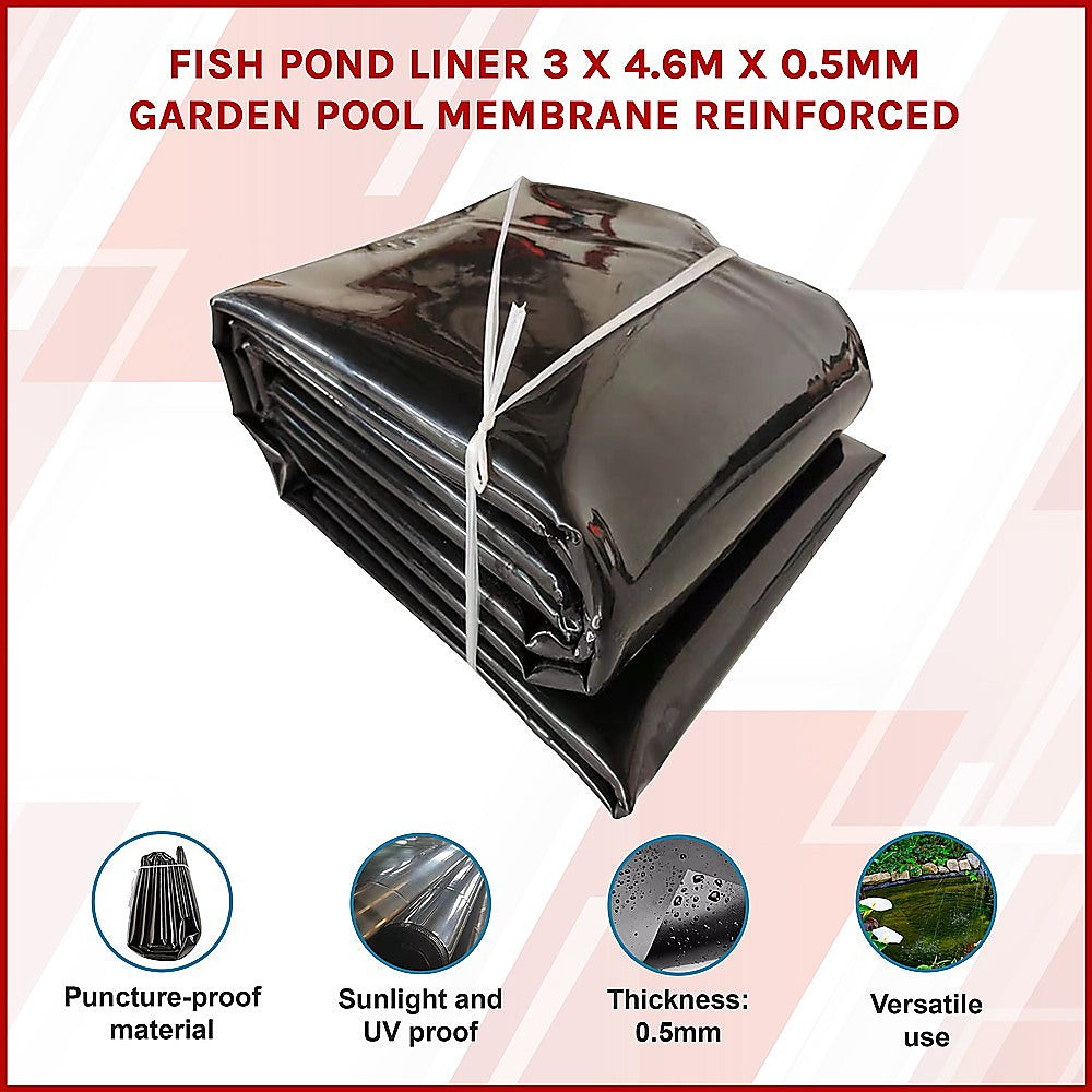 Gardening Accessories: Fish Pond Liner 3 x 4.6m x 0.5mm Garden Pool Membrane Reinforced