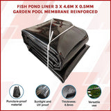Gardening Accessories: Fish Pond Liner 3 x 4.6m x 0.5mm Garden Pool Membrane Reinforced