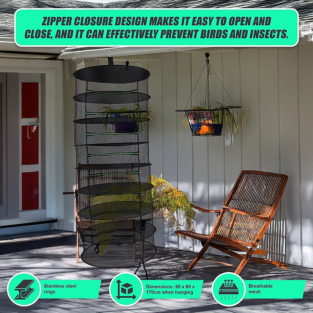 Gardening Accessories: Herb Drying Rack Net 8 Layer Dryer Mesh Hanging Dryer Rack Zipper Dry Rack