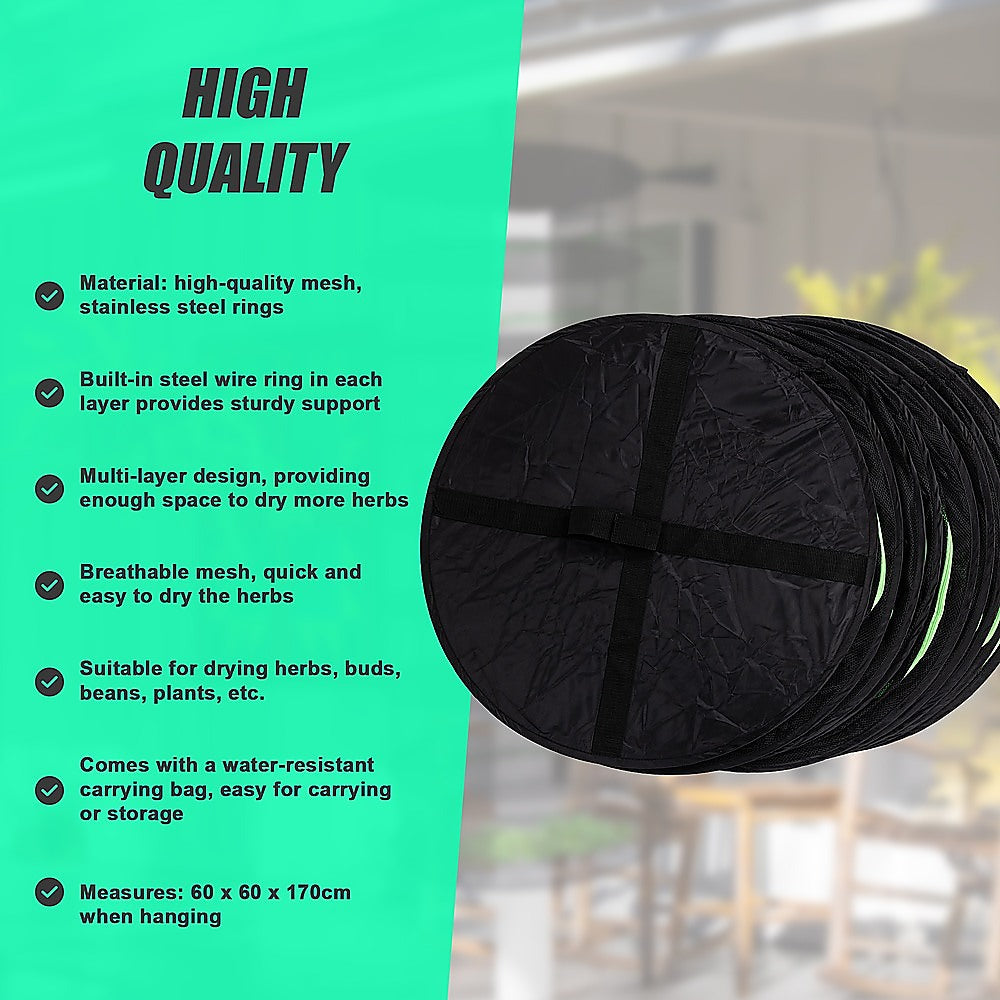 Gardening Accessories: Herb Drying Rack Net 8 Layer Dryer Mesh Hanging Dryer Rack Zipper Dry Rack