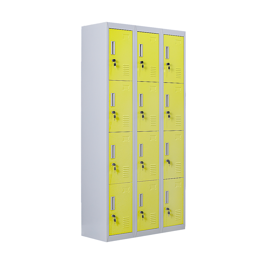 Storage Cabinets & Lockers: 12-Door Locker for Office Gym Shed School Home Storage - Standard Lock with 2 Keys