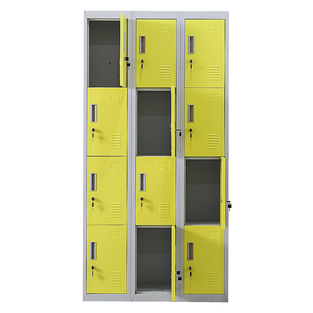 Storage Cabinets & Lockers: 12-Door Locker for Office Gym Shed School Home Storage - Standard Lock with 2 Keys