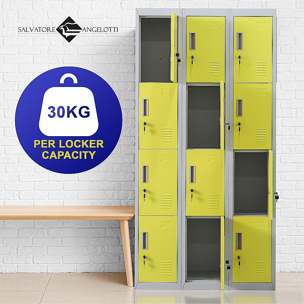 Storage Cabinets & Lockers: 12-Door Locker for Office Gym Shed School Home Storage - Standard Lock with 2 Keys