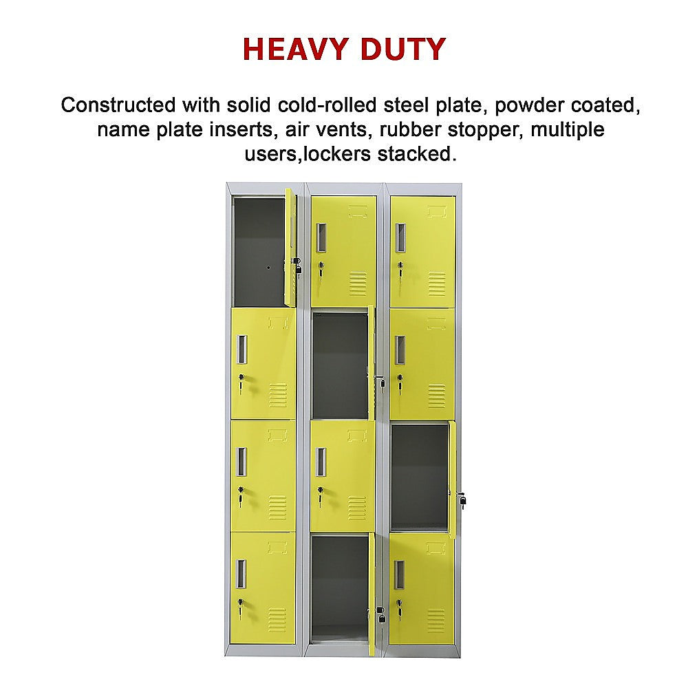 Storage Cabinets & Lockers: 12-Door Locker for Office Gym Shed School Home Storage - Standard Lock with 2 Keys