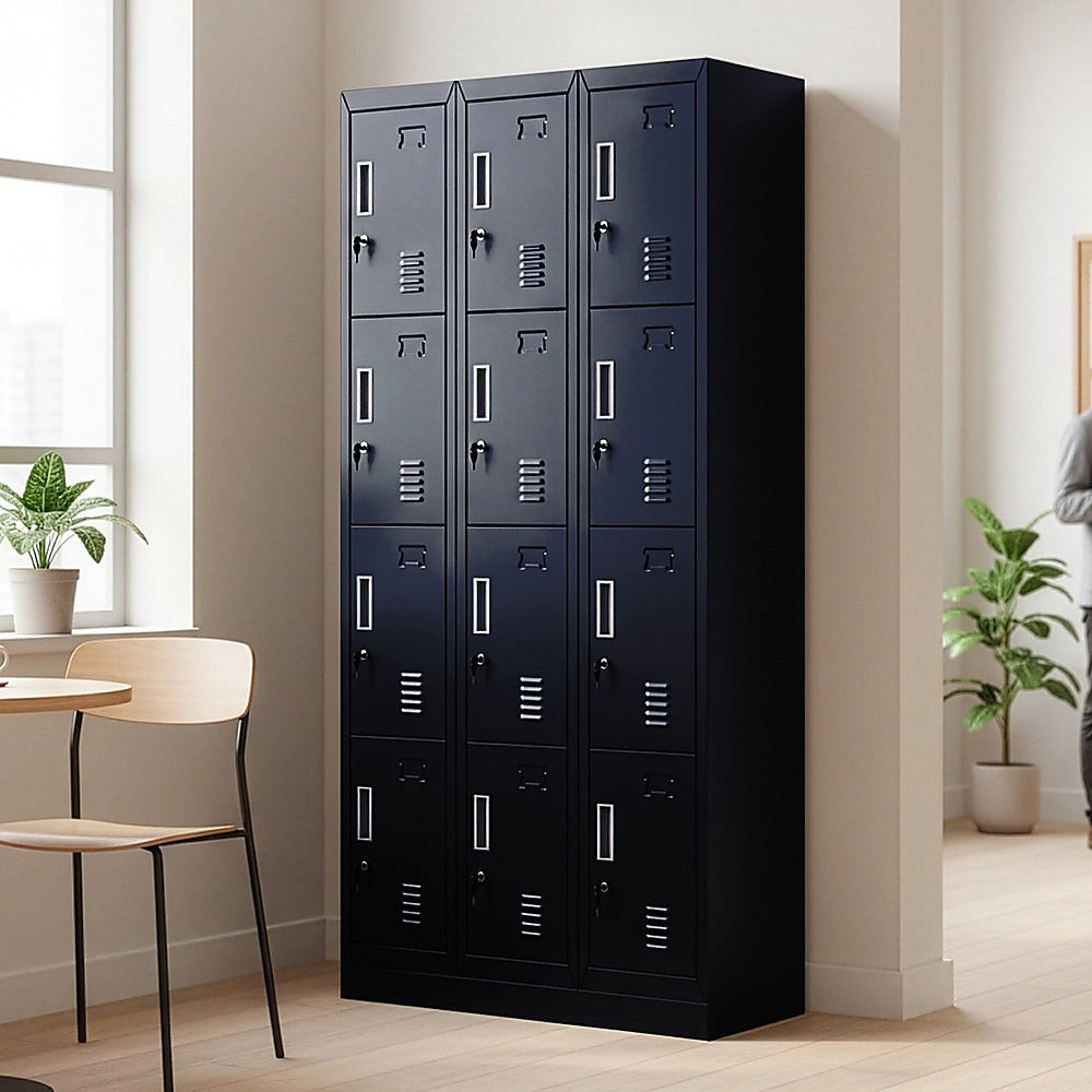 Storage Cabinets: 12-Door Locker for Office Gym Shed School Home Storage - Standard Lock with Keys