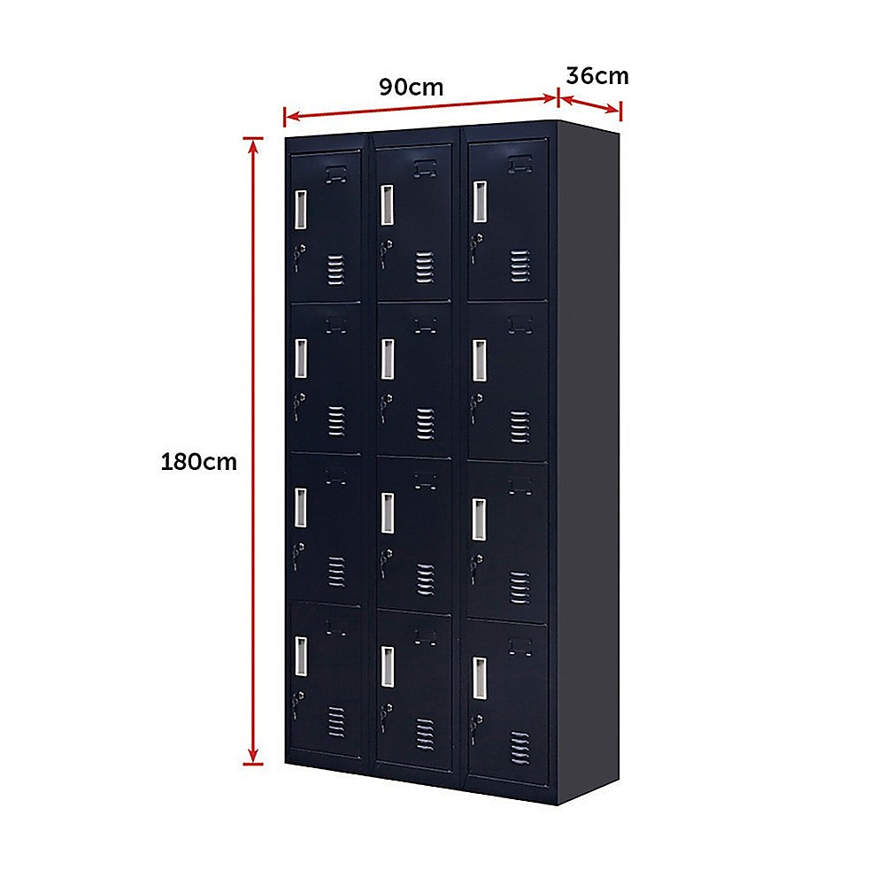 Storage Cabinets: 12-Door Locker for Office Gym Shed School Home Storage - Standard Lock with Keys