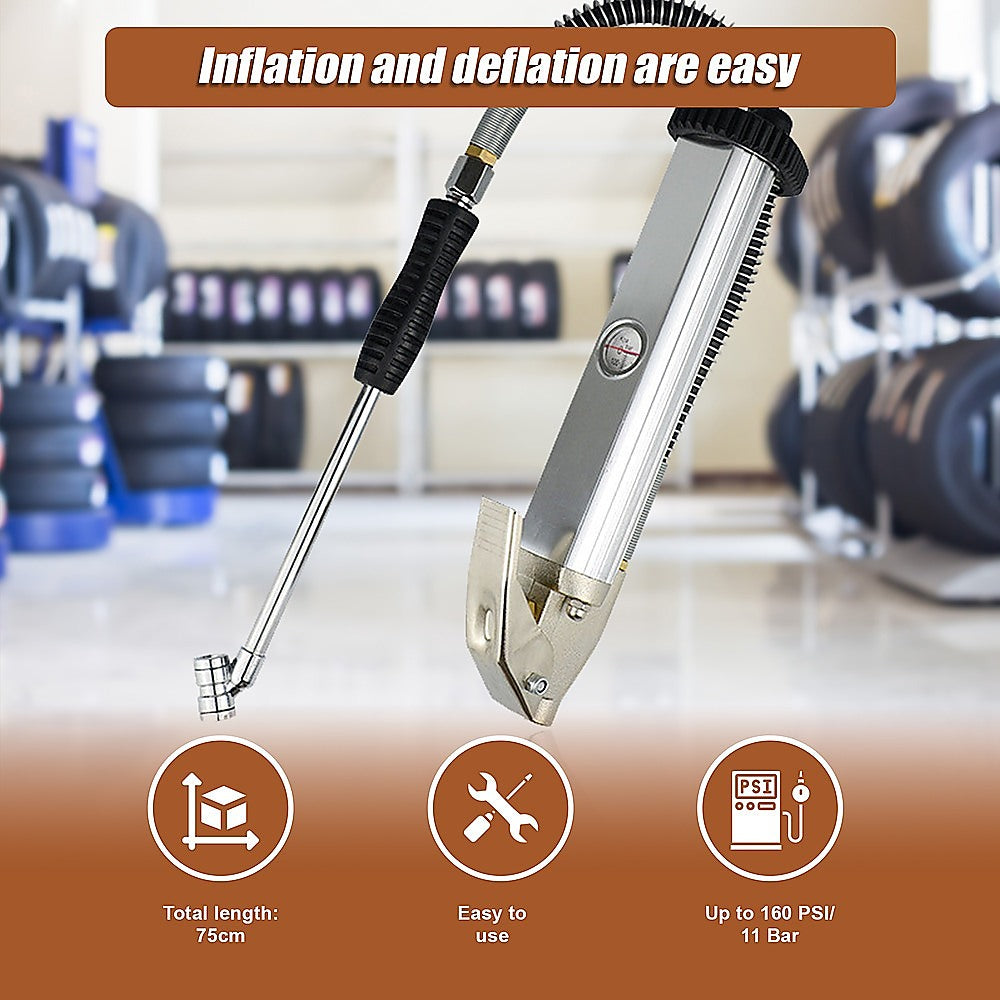 Masonry Tools: Professional Tyre Inflator with Gauge Air Line Pressure Tester Tyre Pump
