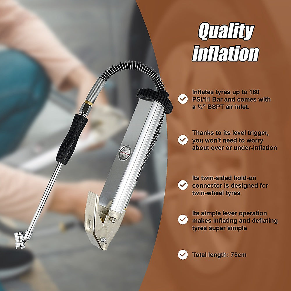 Masonry Tools: Professional Tyre Inflator with Gauge Air Line Pressure Tester Tyre Pump