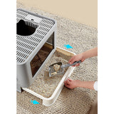 Cat Litter: Jumbo Hooded Cat Litter Box Tray Pet Kitty Toilet for Large Cats w Hair Grooming