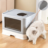 Cat Litter: Jumbo Hooded Cat Litter Box Tray Pet Kitty Toilet for Large Cats w Hair Grooming