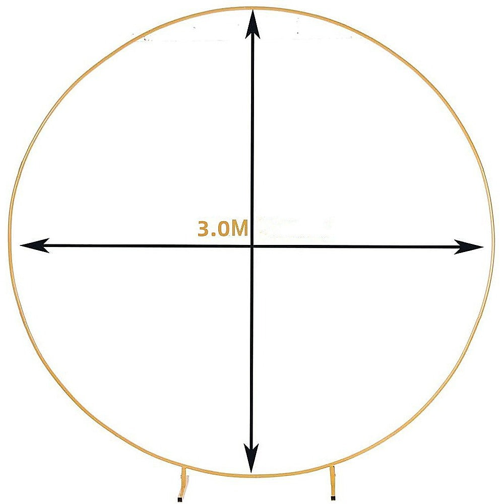 Gardening Accessories: 3M Gold Wedding Hoop Round Circle Arch Backdrop Flower Display Stand Frame Background