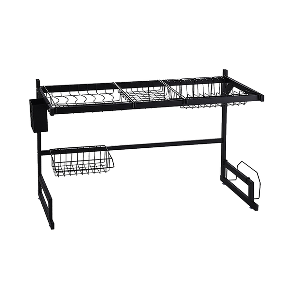 85cm Dish Drying Rack Drainer Over Sink Steel Cup Cutlery Organizer 2 Tier