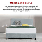 Headboards: Linen Fabric Queen Bed Deluxe Headboard Bedhead - Stone Grey