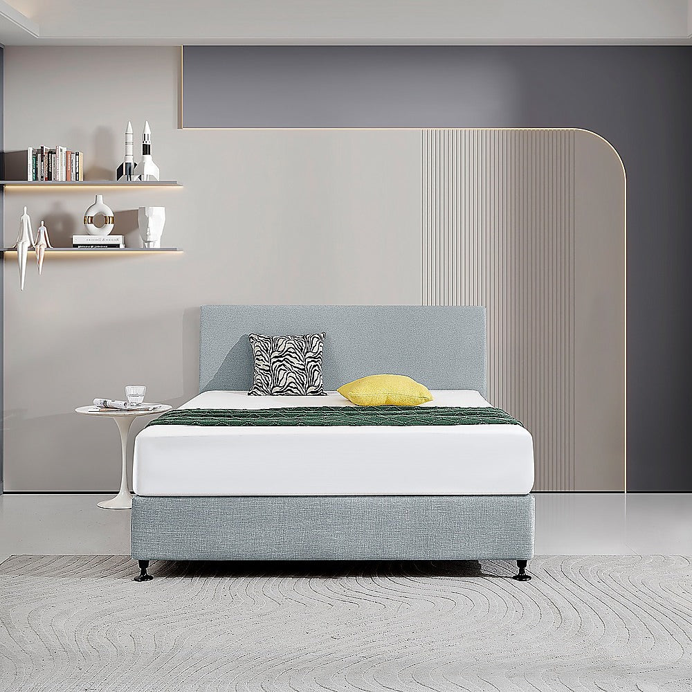 Headboards: Linen Fabric Queen Bed Deluxe Headboard Bedhead - Stone Grey
