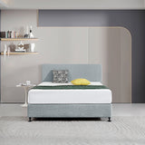 Headboards: Linen Fabric Queen Bed Deluxe Headboard Bedhead - Stone Grey