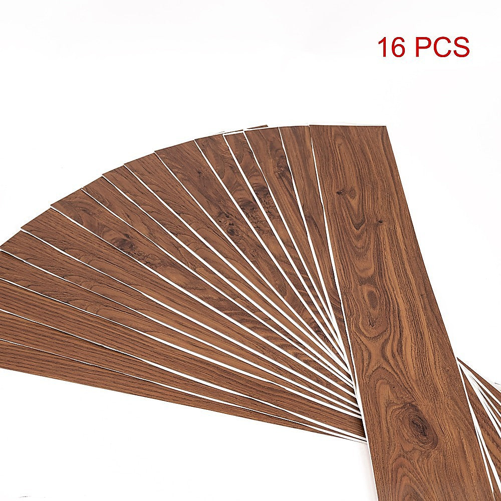 Sofas & Sofa Beds: Vinyl Floor Tiles Self Adhesive Flooring Teak Wood Grain 16 Pack 2.3SQM