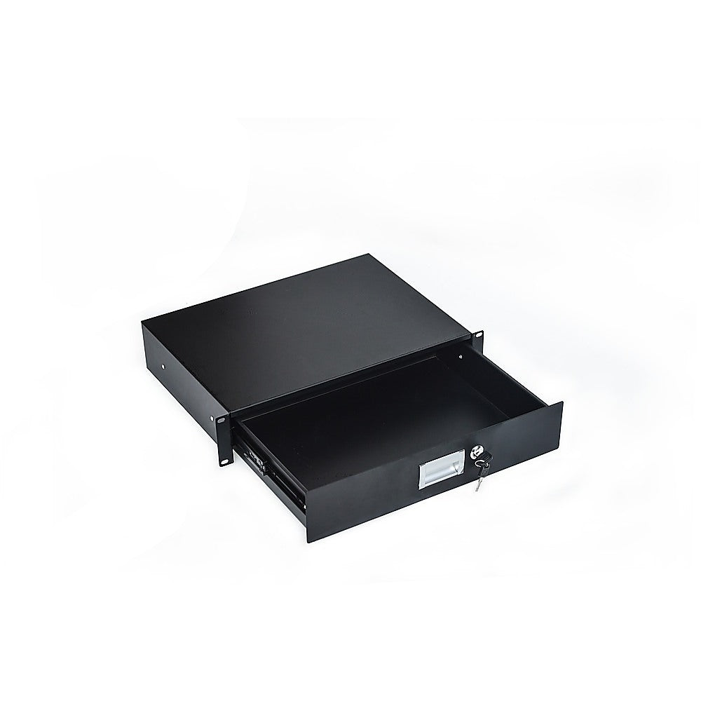 Audio Accessories: 19" Rack Mount 2U Locking Drawer Pro Audio DJ Server Rack Lock Storage Cabinet