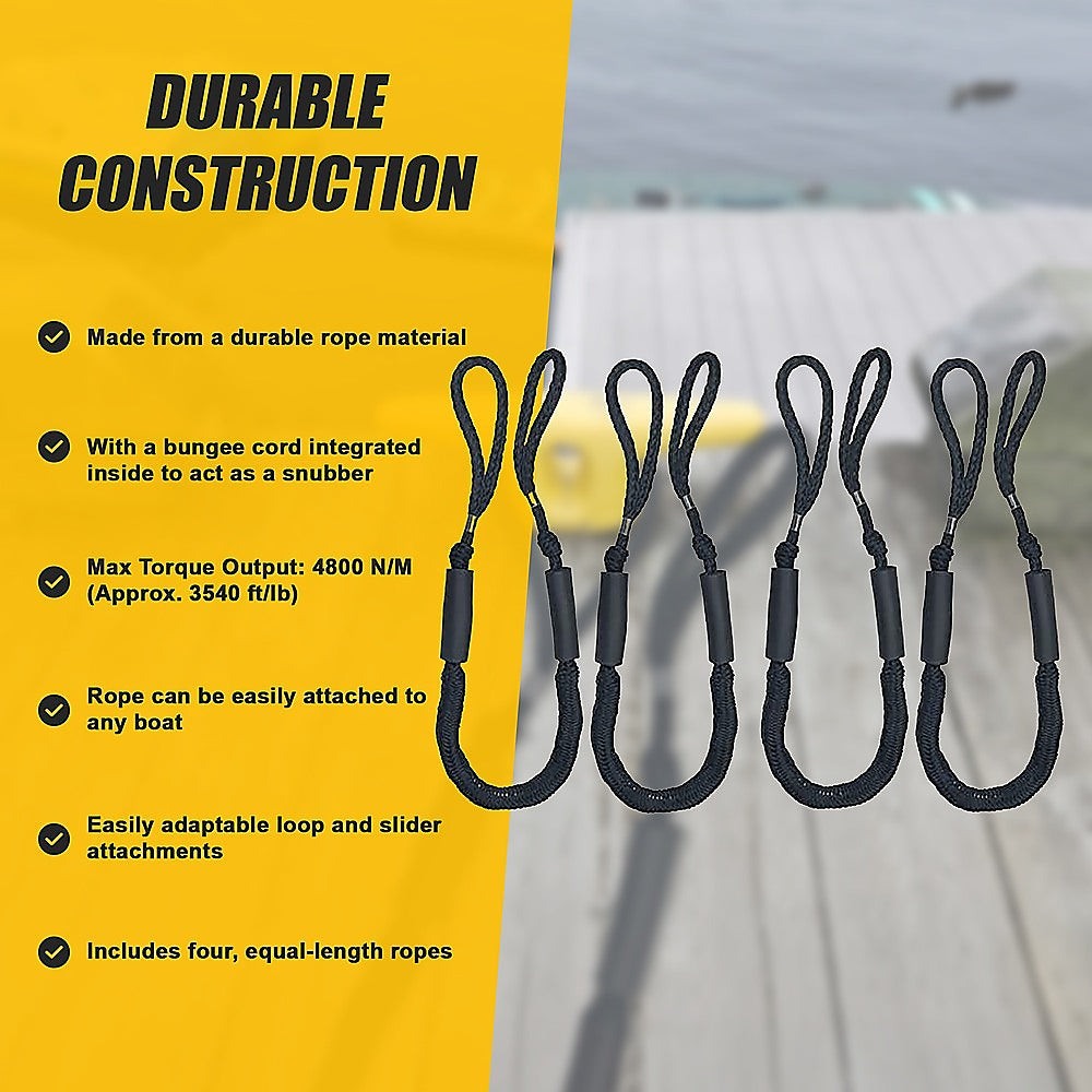 Masonry Tools: 4 Pack Marine Bungee Dock Line Boat Mooring Rope Anchor Cord Stretch