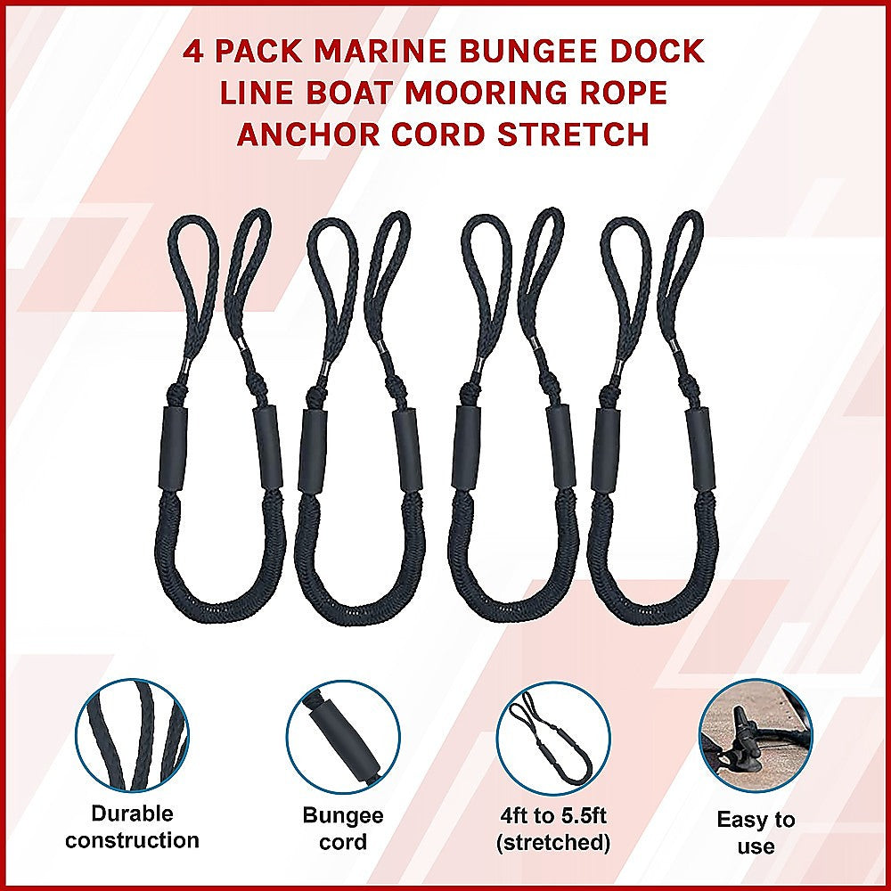 Masonry Tools: 4 Pack Marine Bungee Dock Line Boat Mooring Rope Anchor Cord Stretch
