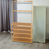Coat Racks: Large Wooden 5 Tiers Hat Coat Stand Clothes Shoe Rack Hanger Hooks Shelf Storage