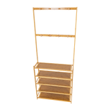 Coat Racks: Large Wooden 5 Tiers Hat Coat Stand Clothes Shoe Rack Hanger Hooks Shelf Storage