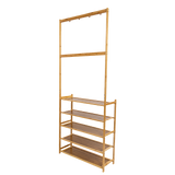 Coat Racks: Large Wooden 5 Tiers Hat Coat Stand Clothes Shoe Rack Hanger Hooks Shelf Storage