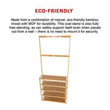 Coat Racks: Large Wooden 5 Tiers Hat Coat Stand Clothes Shoe Rack Hanger Hooks Shelf Storage