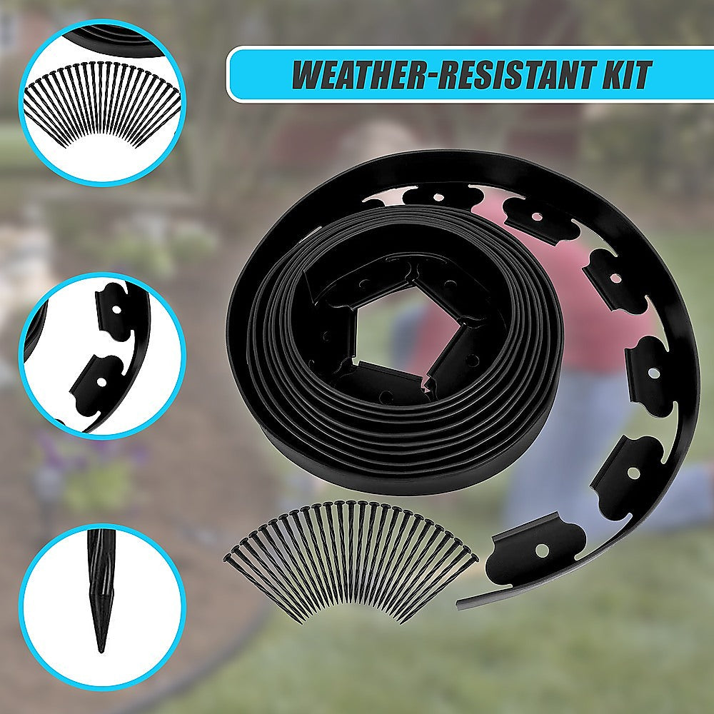 Gardening Accessories: Landscape No Dig Lawn Garden Edging Kit 10m Flexible Durable Border Paver