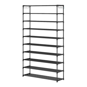 10 Tier Black Shoe Rack Metal Shoe Storage Organizer Rack 50-Pair Large Capacity