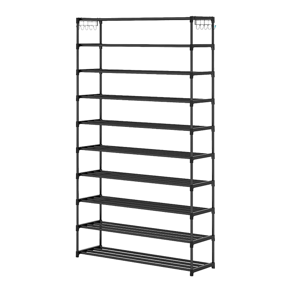 10 Tier Black Shoe Rack Metal Shoe Storage Organizer Rack 50-Pair Large Capacity