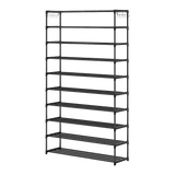 10 Tier Black Shoe Rack Metal Shoe Storage Organizer Rack 50-Pair Large Capacity