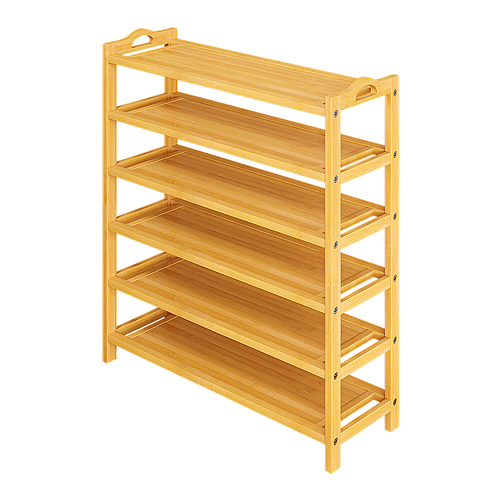 Shoe Storage: 6 Layers Natural Wood Bamboo Shelf Entryway Storage Shoe Rack Home Furniture