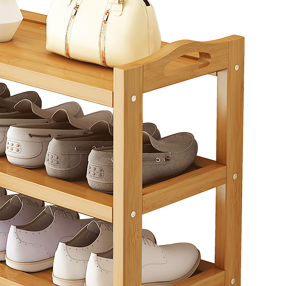 Shoe Storage: 6 Layers Natural Wood Bamboo Shelf Entryway Storage Shoe Rack Home Furniture