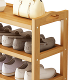 6 Layers Natural Wood Bamboo Shelf Entryway Storage Shoe Rack Home Furniture