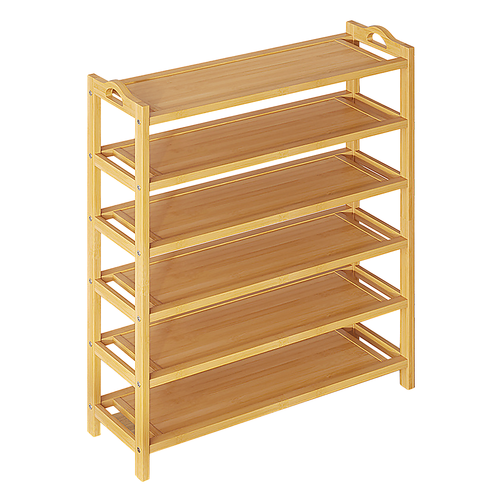 Shoe Storage: 6 Layers Natural Wood Bamboo Shelf Entryway Storage Shoe Rack Home Furniture