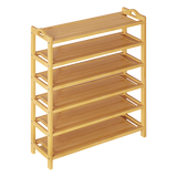 6 Layers Natural Wood Bamboo Shelf Entryway Storage Shoe Rack Home Furniture