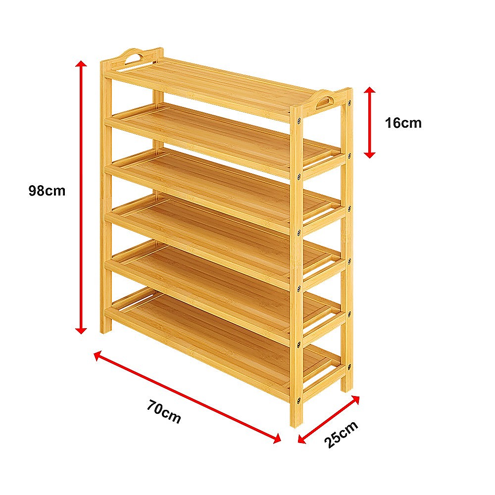 Shoe Storage: 6 Layers Natural Wood Bamboo Shelf Entryway Storage Shoe Rack Home Furniture