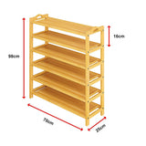 6 Layers Natural Wood Bamboo Shelf Entryway Storage Shoe Rack Home Furniture
