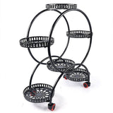 Pots, Planters & Accessories: 4 Layer 6 Pots Flower Holder Plant Stand Shelf 4-Wheel Free Moving Rack