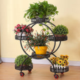 Pots, Planters & Accessories: 4 Layer 6 Pots Flower Holder Plant Stand Shelf 4-Wheel Free Moving Rack