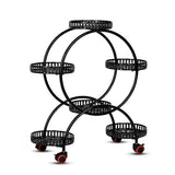 Pots, Planters & Accessories: 4 Layer 6 Pots Flower Holder Plant Stand Shelf 4-Wheel Free Moving Rack