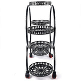 Pots, Planters & Accessories: 4 Layer 6 Pots Flower Holder Plant Stand Shelf 4-Wheel Free Moving Rack