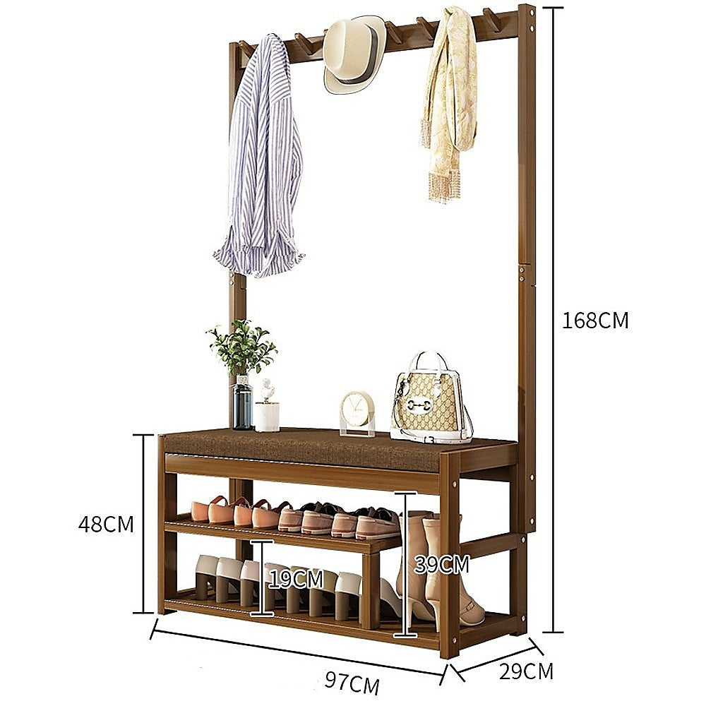 Coat Racks: 97x168cm Hallway Bench Coat Rack Stand Multifunctional Hall Shelf Entryway